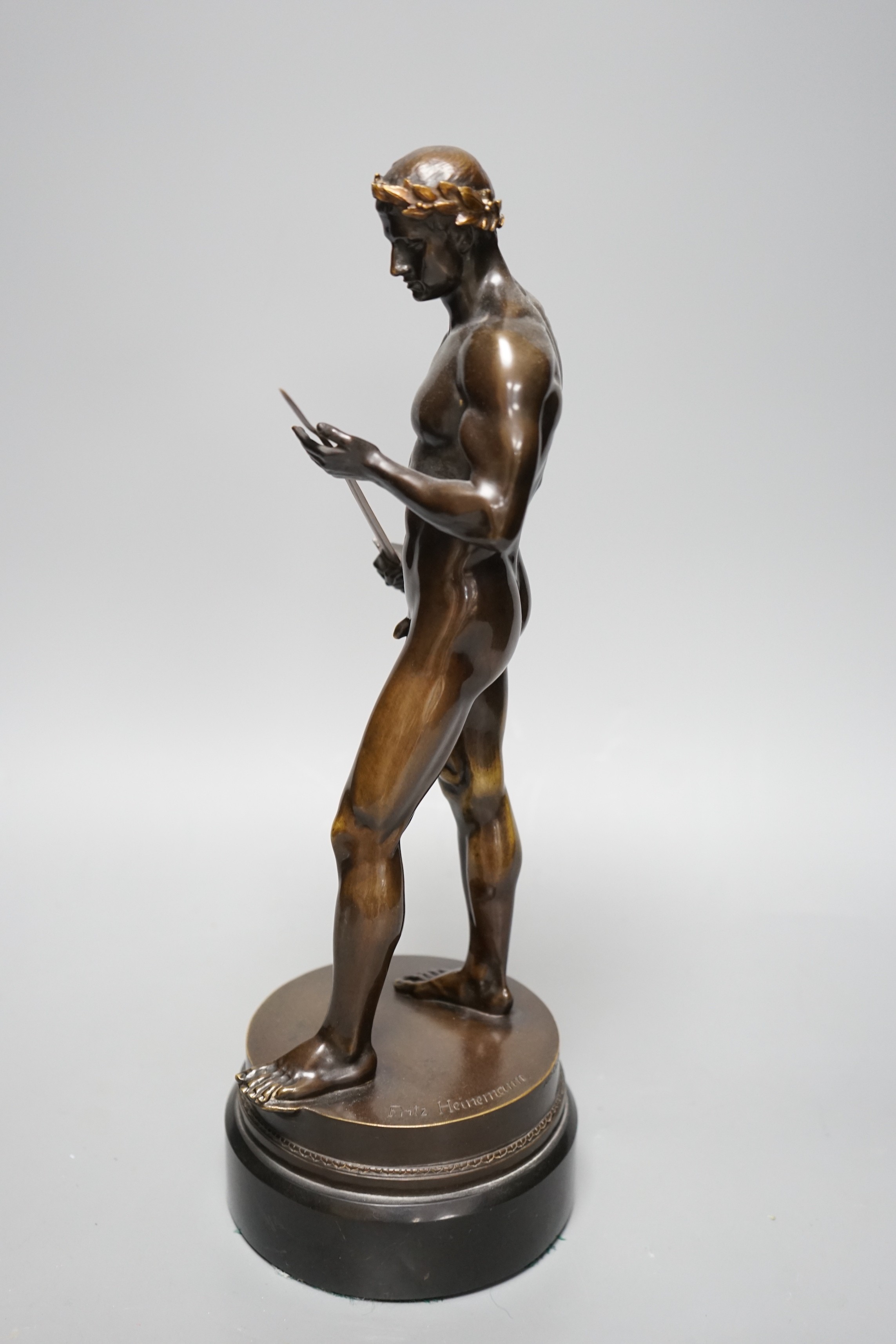 Fritz Heinemann (1864-1932), bronze study of a Roman warrior, 36cm